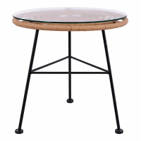ΤΡΑΠΕΖΙ ΜΕΤΑΛΛΙΚΟ ALLEGRA HM5459 ΜΕ WICKER ΜΠΕΖ ΚΑΙ ΓΥΑΛΙ Φ45Χ46Υεκ.