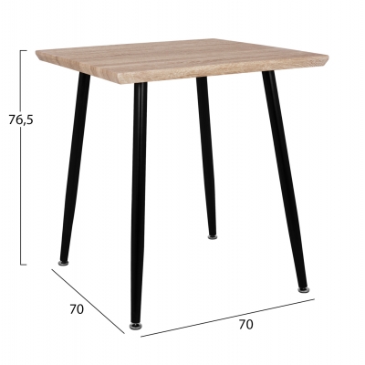 ΤΡΑΠΕΖΙ ΤΡΑΠΕΖΑΡΙΑΣ PALOMA HM8335.01, 70Χ70X76.5, SONOMA, ΜΑΥΡΑ ΠΟΔΙΑ