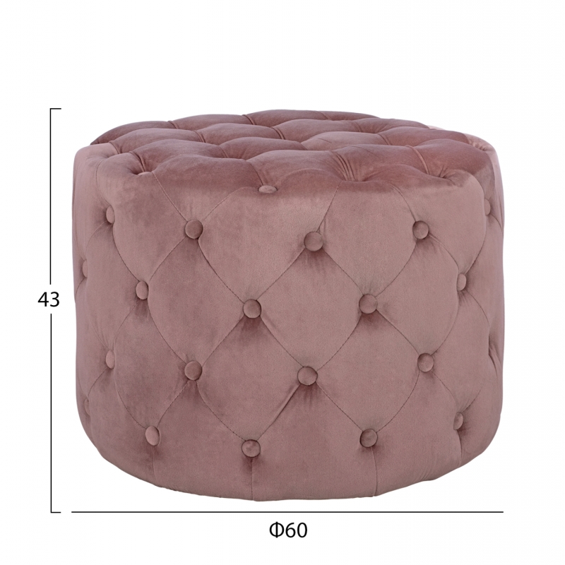 ΣΚΑΜΠΟ KASSIE  ΣΑΠΙΟ ΜΗΛΟ ΒΕΛΟΥΔΟ ΤΥΠΟΥ CHESTERFIELD HM8406.02 Φ60x43Υ εκ.