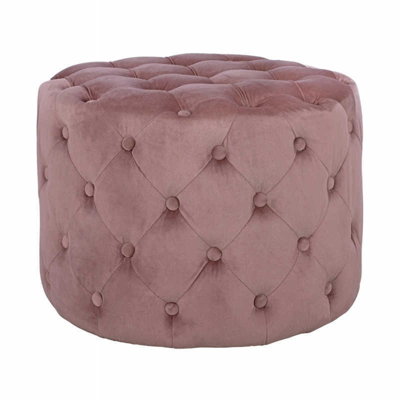 ΣΚΑΜΠΟ KASSIE  ΣΑΠΙΟ ΜΗΛΟ ΒΕΛΟΥΔΟ ΤΥΠΟΥ CHESTERFIELD HM8406.02 Φ60x43Υ εκ.