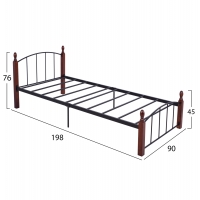 ΚΡΕΒΑΤΙ MAKAI ΜΕΤΑΛΛΟ RUBBERWOOD ΚΑΡΥΔΙ--ΓΙΑ ΣΤΡΩΜΑ 90X190 HM381
