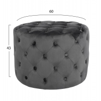 ΣΚΑΜΠΟ KASSIE  ΓΚΡΙ ΒΕΛΟΥΔΟ ΤΥΠΟΥ CHESTERFIELD HM8406.01 Φ60x43Υ εκ.