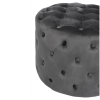 ΣΚΑΜΠΟ KASSIE  ΓΚΡΙ ΒΕΛΟΥΔΟ ΤΥΠΟΥ CHESTERFIELD HM8406.01 Φ60x43Υ εκ.