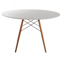 ΤΡΑΠΕΖΙ MINIMAL ΣΤΡΟΓΓΥΛΟ HM8454.01 MDF ΣΕ ΛΕΥΚΟ-ΠΟΔΙΑ ΟΞΙΑΣ ΣΕ ΦΥΣΙΚΟ Φ120Χ75Υεκ.