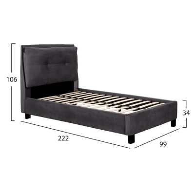ΚΡΕΒΑΤΙ RILEY 90x200 εκ. ΜΕ ΥΦΑΣΜΑ ΒΕΛΟΥΔΟ ΓΚΡΙ HM561.01 ΚΡΕΒΑΤΙ RILEY 90x200 εκ. ΜΕ ΥΦΑΣΜΑ ΒΕΛΟΥΔΟ ΓΚΡΙ HM561.01