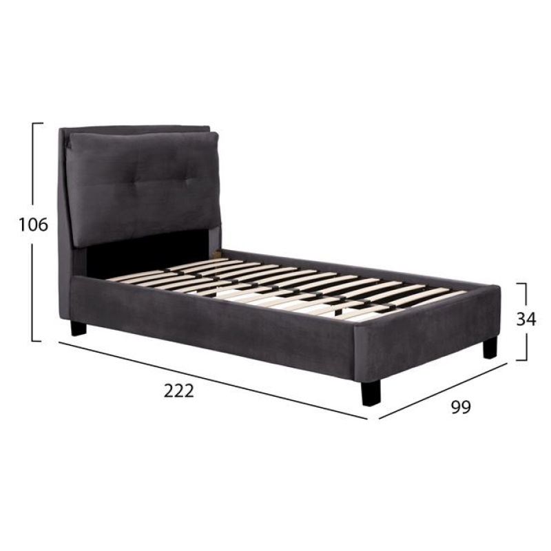 ΚΡΕΒΑΤΙ RILEY 90x200 εκ. ΜΕ ΥΦΑΣΜΑ ΒΕΛΟΥΔΟ ΓΚΡΙ HM561.01 ΚΡΕΒΑΤΙ RILEY 90x200 εκ. ΜΕ ΥΦΑΣΜΑ ΒΕΛΟΥΔΟ ΓΚΡΙ HM561.01
