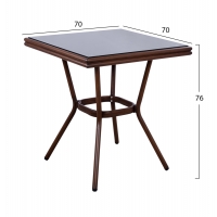 ΤΡΑΠΕΖΙ ΑΛΟΥΜΙΝΙΟΥ HARLOW 70X70X76Υ ΜΕ ΟΨΗ BAMBOO HM5568.03 ΚΑΦΕ ΜΕ ΓΥΑΛΙ ΤΡΑΠΕΖΙ ΑΛΟΥΜΙΝΙΟΥ HARLOW 70X70X76Υ ΜΕ ΟΨΗ BAMBOO HM5568.03 ΚΑΦΕ ΜΕ ΓΥΑΛΙ