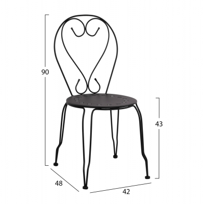 ΚΑΡΕΚΛΑ ΜΕΤΑΛΛΙΚΗ AMORE ΜΑΥΡΗ 42x48x90 εκ. HM5007.11 ΚΑΡΕΚΛΑ ΜΕΤΑΛΛΙΚΗ AMORE ΜΑΥΡΗ 42x48x90 εκ. HM5007.11