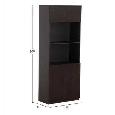 ΒΙΒΛΙΟΘΗΚΗ ΓΡΑΦΕΙΟΥ ΕΠΑΓΓΕΛΜΑΤΙΚΗ ROSEWOOD HM2089 ΜΕΛΑΜΙΝΗ ΓΚΡΙ-WENGE 80Χ40Χ200Υεκ.