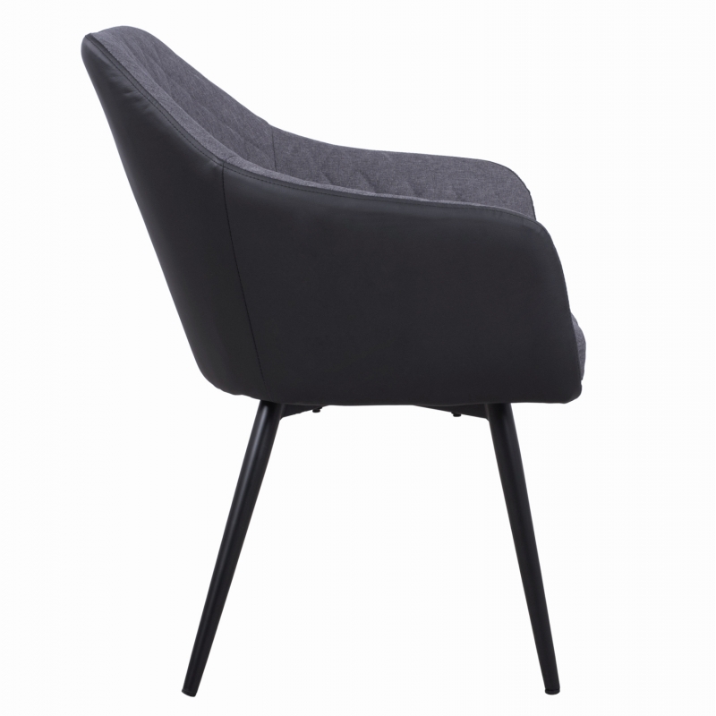 ΠΟΛΥΘΡΟΝΑΚΙ CHARLES HM8522.01 ΜΕ ΥΦΑΣΜΑ ΣΚΟΥΡΟ ΓΚΡΙ PU ΜΑΥΡΟ 57x63x83Υ εκ.