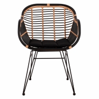 ΠΟΛΥΘΡΟΝΑ ΜΕ ΜΑΞΙΛΑΡΙ ΜΕΤΑΛΛΙΚΗ ALLEGRA HM5663 ΜΕ WICKER ΜΠΕΖ & ΜΑΥΡΟ ΧΡΩΜΑ  58x60x82Υ εκ.