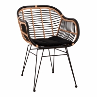 ΠΟΛΥΘΡΟΝΑ ΜΕ ΜΑΞΙΛΑΡΙ ΜΕΤΑΛΛΙΚΗ ALLEGRA HM5663 ΜΕ WICKER ΜΠΕΖ & ΜΑΥΡΟ ΧΡΩΜΑ  58x60x82Υ εκ.
