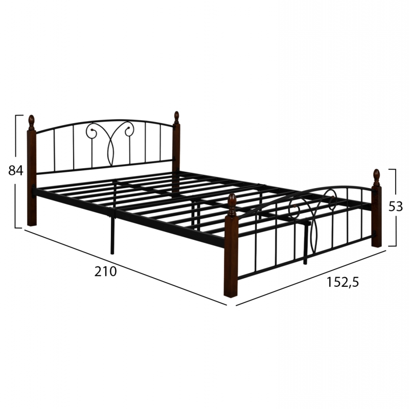 ΚΡΕΒΑΤΙ ΔΙΠΛΟ SUZIE HM585 ΓΙΑ ΣΤΡΩΜΑ 150x200 εκ. ΜΕΤΑΛΛΟ RUBBERWOOD ΚΡΕΒΑΤΙ ΔΙΠΛΟ SUZIE HM585 ΓΙΑ ΣΤΡΩΜΑ 150x200 εκ. ΜΕΤΑΛΛΟ RUBBERWOOD