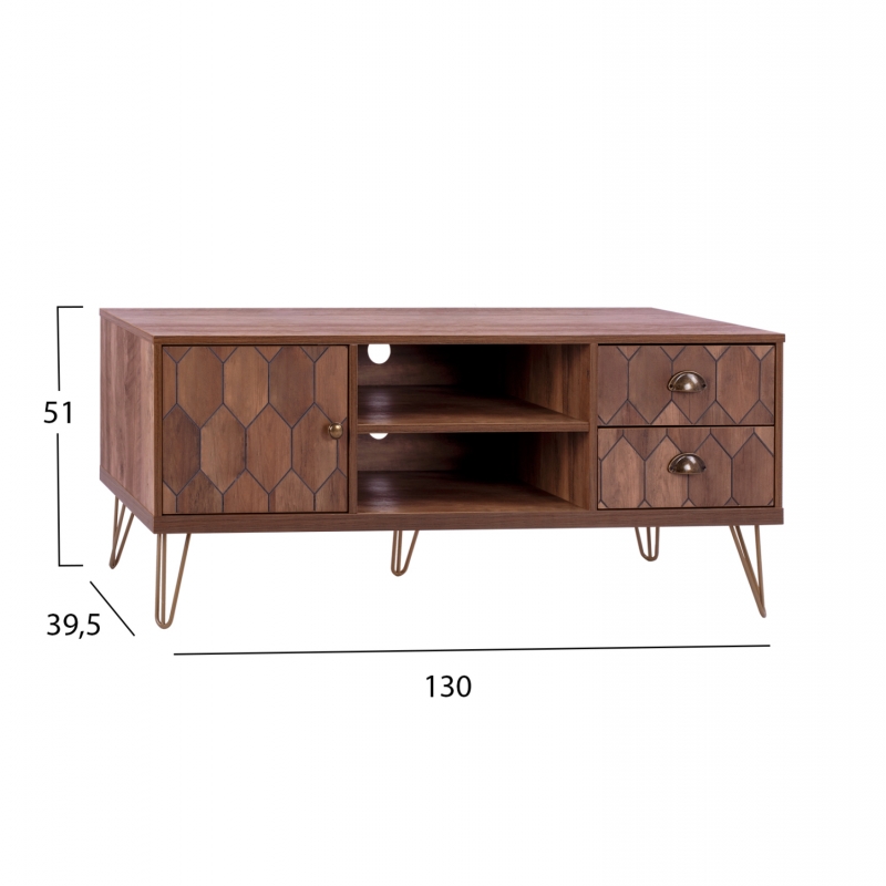 ΕΠΙΠΛΟ TV PHILIPPA HM8674 ΣΕ ΚΑΡΥΔΙ ΑΠΟΧΡΩΣΗ ΜΕ ΧΡΥΣΟ 130x39,5x51Y εκ.