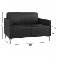 ΚΑΝΑΠΕΣ 2ΘΕΣΙΟΣ NELLIE HM3159.21 ΜΕ ΜΑΥΡΟ PU 113x71x71Υ εκ.
