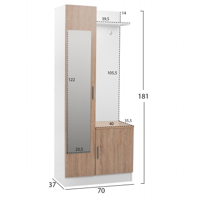 ΕΠΙΠΛΟ ΕΙΣΟΔΟΥ ΜΕ ΚΑΘΡΕΠΤΗ JANICE HM2264 SONAMA ΛΕΥΚΟ 70x37x181 εκ. ΕΠΙΠΛΟ ΕΙΣΟΔΟΥ ΜΕ ΚΑΘΡΕΠΤΗ JANICE HM2264 SONAMA ΛΕΥΚΟ 70x37x181 εκ.