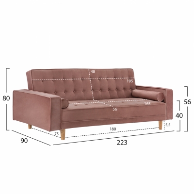 ΚΑΝΑΠΕΣ ΚΡΕΒΑΤΙ SALVADOR HM3150.12 ΒΕΛΟΥΔΟ ΣΑΠΙΟ ΜΗΛΟ  223X90X80Y εκ.