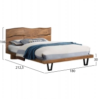 ΚΡΕΒΑΤΙ NICOLE HM8218.11 ΑΠΟ ΜΑΣΙΦ ΞΥΛΟ ΑΚΑΚΙΑΣ 212,5x180x106εκ. ΓΙΑ ΣΤΡΩΜΑ 160Χ200