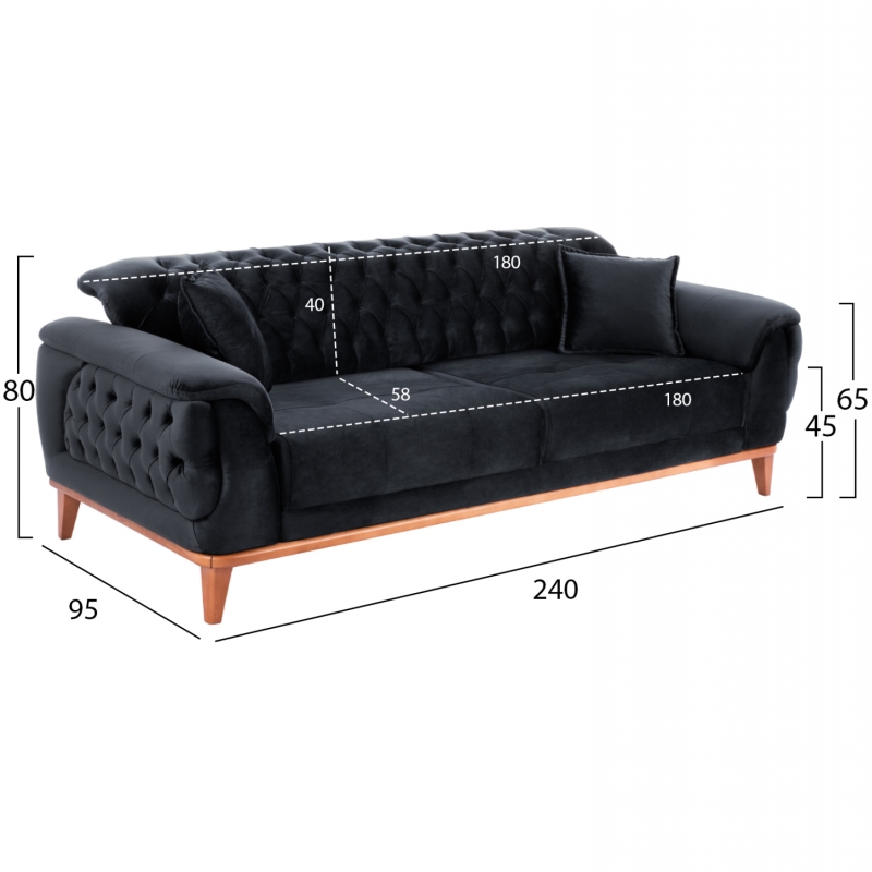 ΣΕΤ ΣΑΛΟΝΙ 3ΤΜΧ BENNINGTON ΜΑΥΡΟ HM11745.01 ΣΕΤ ΣΑΛΟΝΙ 3ΤΜΧ BENNINGTON ΜΑΥΡΟ HM11745.01