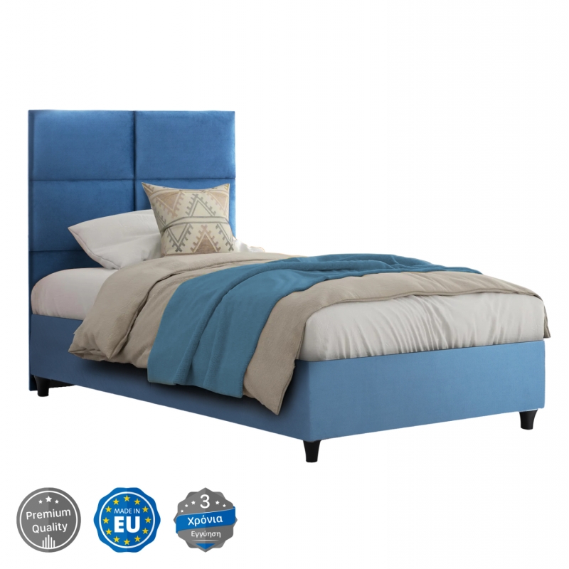 ΚΡΕΒΑΤΙ MILO ΜΠΛΕ ΒΕΛΟΥΔΟ HM652.09 ΓΙΑ ΣΤΡΩΜΑ 90x200 εκ. ΚΡΕΒΑΤΙ MILO ΜΠΛΕ ΒΕΛΟΥΔΟ HM652.09 ΓΙΑ ΣΤΡΩΜΑ 90x200 εκ.