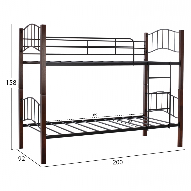 ΚΟΥΚΕΤΑ ΚΡΕΒΑΤΙ ΣΤΡΩΜΑ 90Χ190εκ ΜΑΥΡΟ ΜΕΤΑΛΛΟ+ ΚΑΡΥΔΙ ΞΥΛΟ HM645