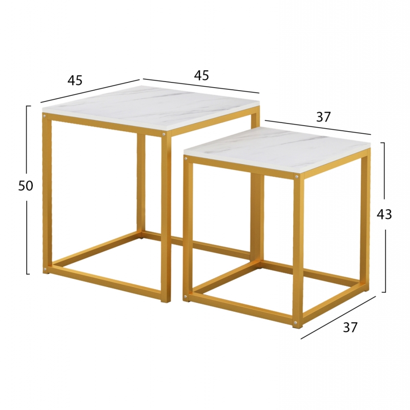 ΖΙΓΚΟΝ GRELAY 2 ΤΕΜ MDF ΟΨΗ ΜΑΡΜΑΡΟΥ & ΜΕΤΑΛΛΟ HM8762.11 45Χ45Χ50εκ. & 37Χ37Χ43 εκ. ΖΙΓΚΟΝ GRELAY 2 ΤΕΜ MDF ΟΨΗ ΜΑΡΜΑΡΟΥ & ΜΕΤΑΛΛΟ HM8762.11 45Χ45Χ50εκ. & 37Χ37Χ43 εκ.