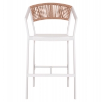 ΣΚΑΜΠΟ ΑΛΟΥΜΙΝΙΟΥ MIRI HM5892.12 ΜΕΣΑΙΟΥ ΥΨΟΥΣ RATTAN & TEXTLINE ΛΕΥΚΟ ΜΠΕΖ 55x56,5x99Y