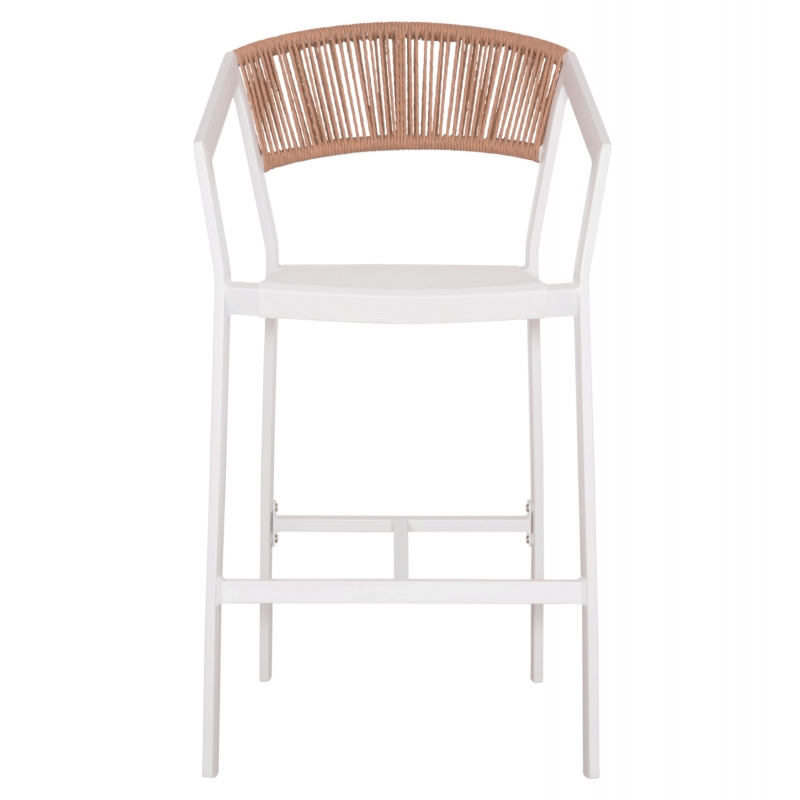 ΣΚΑΜΠΟ ΑΛΟΥΜΙΝΙΟΥ MIRI HM5892.12 ΜΕΣΑΙΟΥ ΥΨΟΥΣ RATTAN & TEXTLINE ΛΕΥΚΟ ΜΠΕΖ 55x56,5x99Y