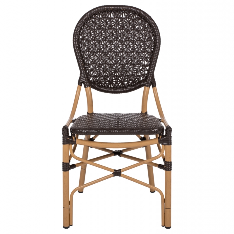 ΚΑΡΕΚΛΑ ΑΛΟΥΜΙΝΙΟΥ BAMBOO LOOK ΜΕ ΚΑΦΕ PE RATTAN HM5925.01 47x58x95Yεκ.