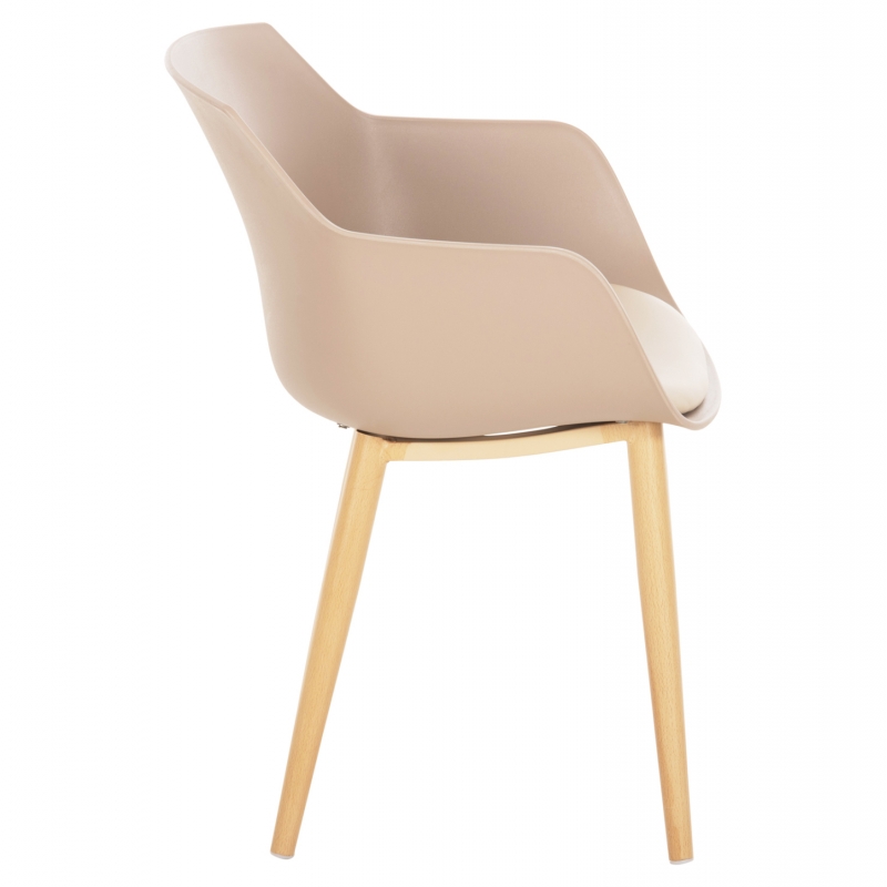 ΚΑΡΕΚΛΑ ΤΡΑΠΕΖΑΡΙΑΣ LUCIE HM8242.11 CAPUCCINO PP-ΜΕΤΑΛ. ΠΟΔΙΑ ΟΨΗ ΞΥΛΟΥ 56x55,5x80Υεκ