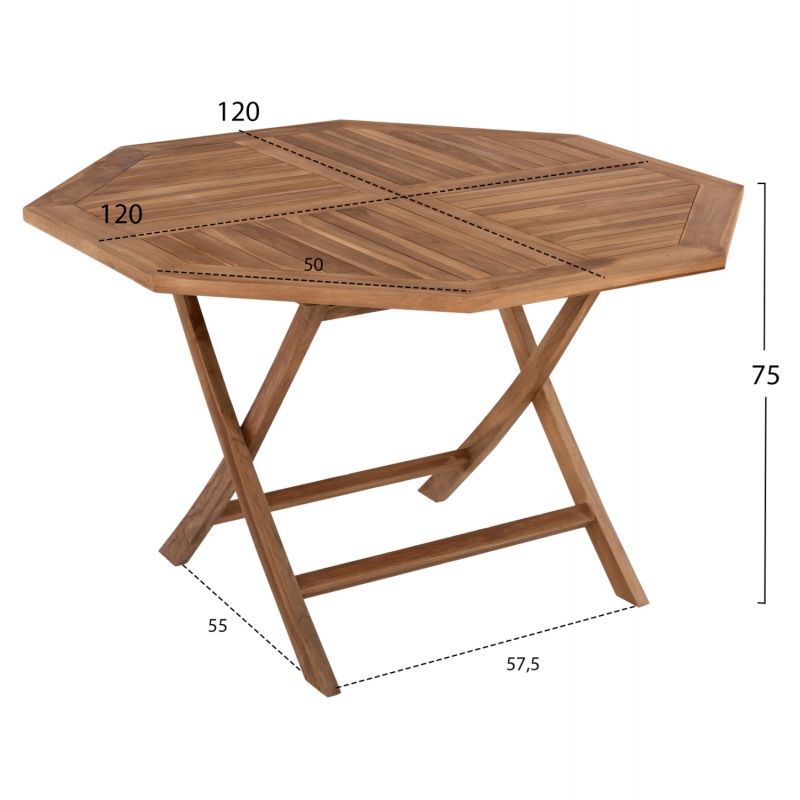 ΤΡΑΠΕΖΙ ΠΟΛΥΓΩΝΟ KENDALL ΠΤΥΣΣΟΜΕΝΟ HM9545 TEAK ΣΕ ΦΥΣΙΚΟ ΧΡΩΜΑ 120x120x75Yεκ. ΤΡΑΠΕΖΙ ΠΟΛΥΓΩΝΟ KENDALL ΠΤΥΣΣΟΜΕΝΟ HM9545 TEAK ΣΕ ΦΥΣΙΚΟ ΧΡΩΜΑ 120x120x75Yεκ.