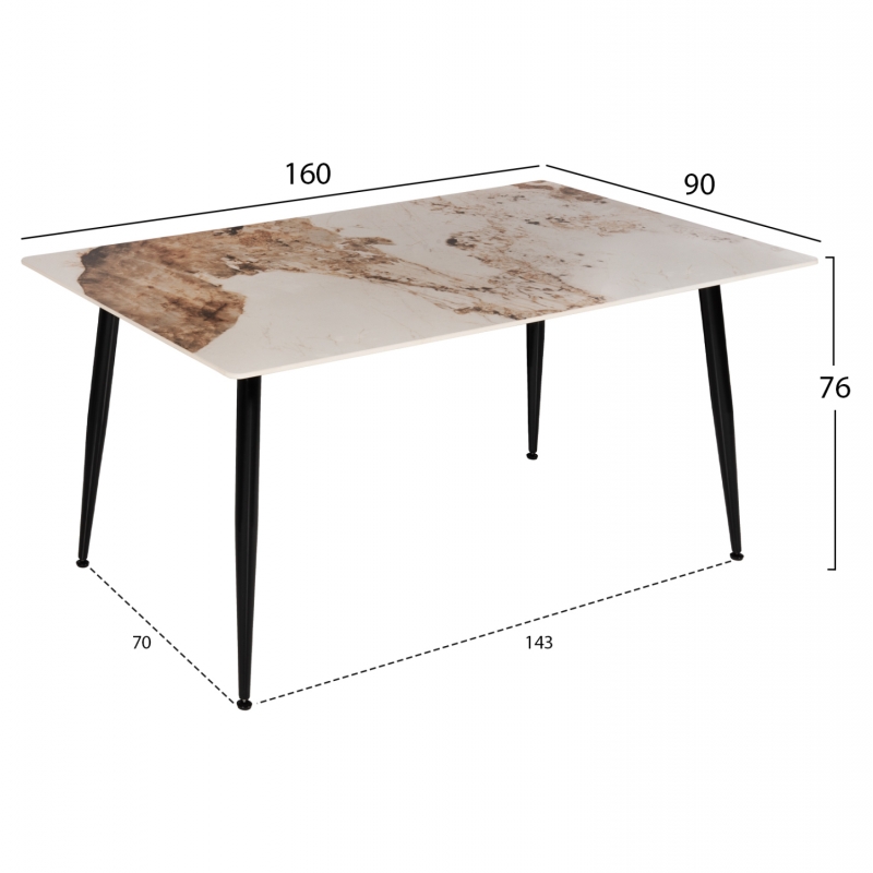 ΤΡΑΠΕΖΙ ΤΡΑΠΕΖΑΡΙΑΣ SINTERED STONE TOM HM8588.03 BROWN-WHITE MARBLE 160x90x76Y εκ. ΤΡΑΠΕΖΙ ΤΡΑΠΕΖΑΡΙΑΣ SINTERED STONE TOM HM8588.03 BROWN-WHITE MARBLE 160x90x76Y εκ.