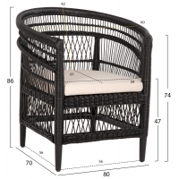 ΠΟΛΥΘΡΟΝΑ MALAWI HM9635.03 ΞΥΛΟ ΜΑΟΝΙ ΜΕ RATTAN ΜΑΥΡΟ--Β'ΔΙΑΛΟΓΗΣ 80x70x86Υεκ.