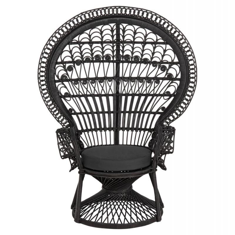 ΠΟΛΥΘΡΟΝΑ ROYAL PEACOCK HM9342.03 RATTAN ΜΑΥΡΟ-ΜΑΞΙΛΑΡΙ ΜΑΥΡΟ 114x72x150Yεκ.
