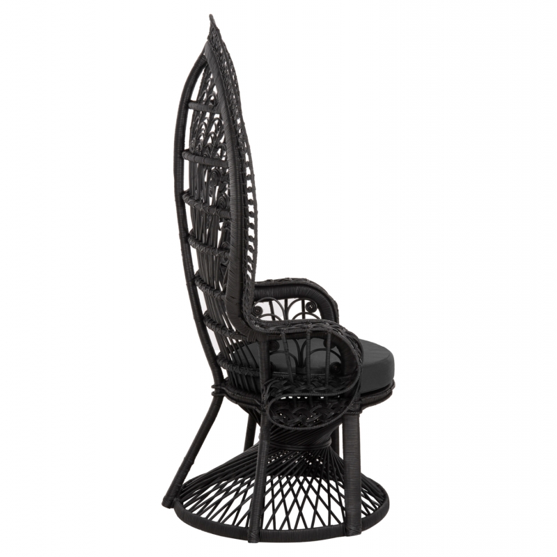 ΠΟΛΥΘΡΟΝΑ ROYAL PEACOCK HM9342.03 RATTAN ΜΑΥΡΟ-ΜΑΞΙΛΑΡΙ ΜΑΥΡΟ 114x72x150Yεκ.