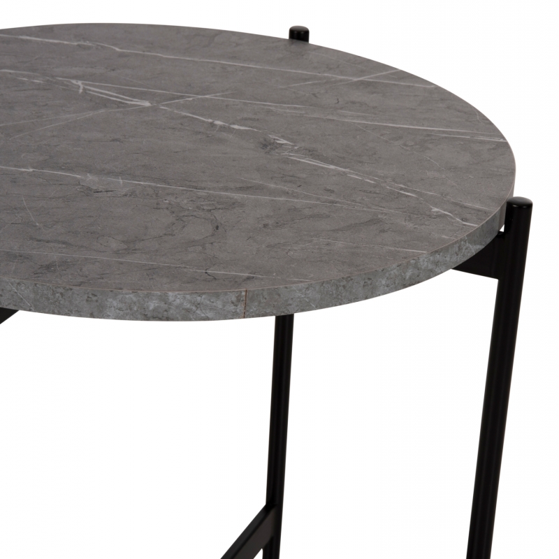 ΒΟΗΘΗΤΙΚΟ ΤΡΑΠΕΖΙ HM9589.02 MDF ΓΚΡΙ ΜΑΡΜΑΡΟ-ΜΑΥΡΗ ΜΕΤΑΛΛΙΚΗ ΒΑΣΗ Φ50x55Υεκ.