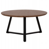 ΤΡΑΠΕΖΙ ΣΑΛΟΝΙΟΥ ΣΤΡΟΓΓΥΛΟ ROCKET HM9586.04 MDF WALNUT-ΜΑΥΡΗ ΣΑΓΡΕ ΒΑΣΗ Φ80x42Υεκ.