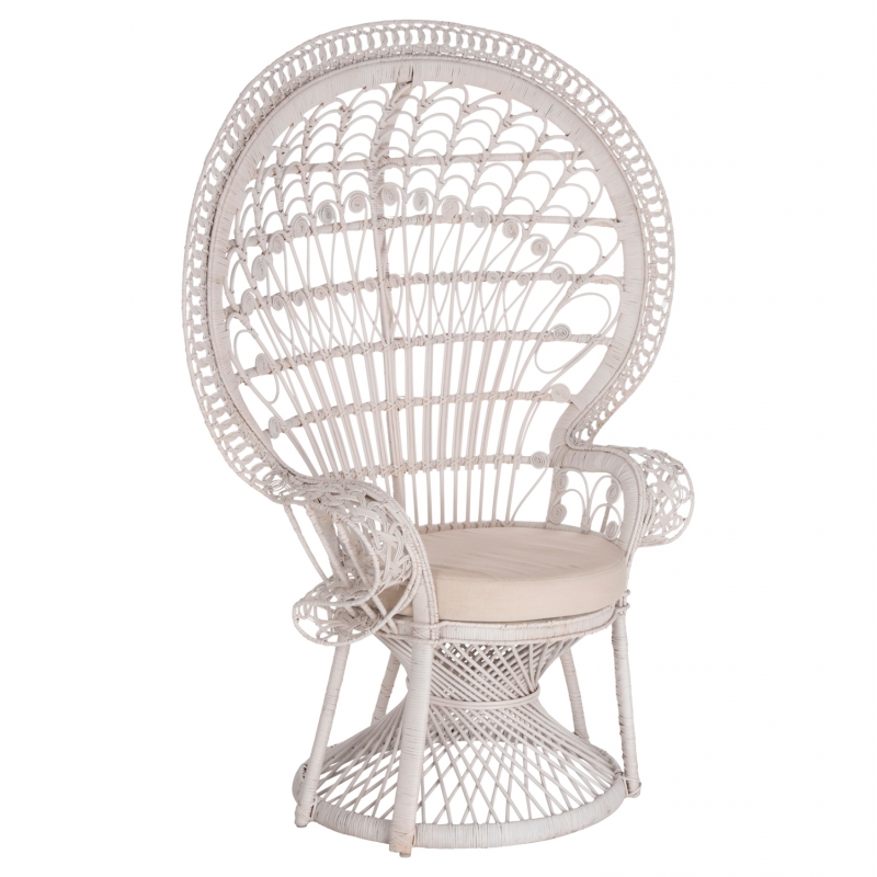 ΠΟΛΥΘΡΟΝΑ ROYAL PEACOCK HM9342.02 RATTAN ΣΕ ΛΕΥΚΟ-ΜΑΞΙΛΑΡΙ ΛΕΥΚΟ 114x72x150Yεκ.