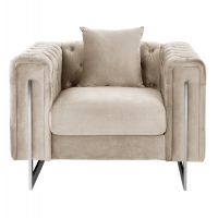 ΠΟΛΥΘΡΟΝΑ τ.CHESTERFIELD MOBAR HM3261.02 ΚΡΕΜ ΒΕΛΟΥΔΟ-ΜΕΤΑΛΛΙΚΑ ΠΟΔΙΑ 99x86,5x77Υεκ.