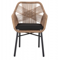 ΠΟΛΥΘΡΟΝΑ TOPIN HM6048.02 ΑΛΟΥΜΙΝΙΟ ΜΑΥΡΟ-P.E. RATTAN ΜΠΕΖ-ΜΑΞΙΛΑΡΙ ΜΑΥΡΟ 57x65x84Υ εκ