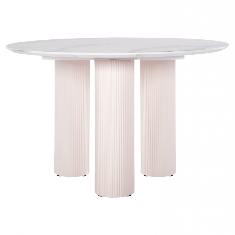 ΤΡΑΠΕΖΙ ΣΤΡΟΓΓΥΛΟ DORIK HM9768.01 MDF ΛΕΥΚΟ ΜΑΡΜΑΡΟ-MDF ΠΟΔΙΑ Φ120x77Υεκ.