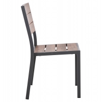ΚΑΡΕΚΛΑ ΑΛΟΥΜΙΝΙΟΥ SAGA HM6063.02 ΣΚΟΥΡΟ ΓΚΡΙ ΜΕ POLYWOOD 46x52x86Υεκ.
