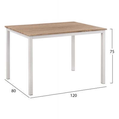ΤΡΑΠΕΖΙ ΤΡΑΠΕΖΑΡΙΑΣ GOOSE HM9532.02 MDF SONAMA-ΛΕΥΚΟ ΜΕΤΑΛΛΟ 120X80Χ75Yεκ. ΤΡΑΠΕΖΙ ΤΡΑΠΕΖΑΡΙΑΣ GOOSE HM9532.02 MDF SONAMA-ΛΕΥΚΟ ΜΕΤΑΛΛΟ 120X80Χ75Yεκ.
