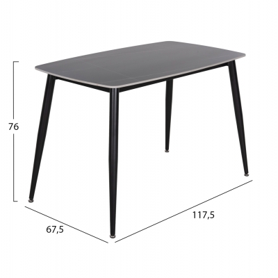 ΤΡΑΠΕΖΙ RAVEN HM9854.02 ΚΕΡΑΜΙΚΟ TOP ΜΑΥΡΟ ΜΑΡΜΑΡΟ-ΜΑΥΡΟ ΜΕΤΑΛΛΟ 120x70x73Υεκ.