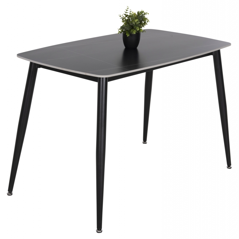 ΤΡΑΠΕΖΙ RAVEN HM9854.02 ΚΕΡΑΜΙΚΟ TOP ΜΑΥΡΟ ΜΑΡΜΑΡΟ-ΜΑΥΡΟ ΜΕΤΑΛΛΟ 120x70x73Υεκ.