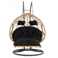 ΔΙΠΛΗ ΚΡΕΜΑΣΤΗ ΦΩΛΙΑ ME ΥΠΟΠΟΔΙΟ GRACIE HM5754.02 ΜΠΕΖ ΣΥΝΘ.RATTAN-ΓΚΡΙ ΜΕΤΑΛ.ΣΚΕΛΕΤΟΣ Φ120x200Υεκ