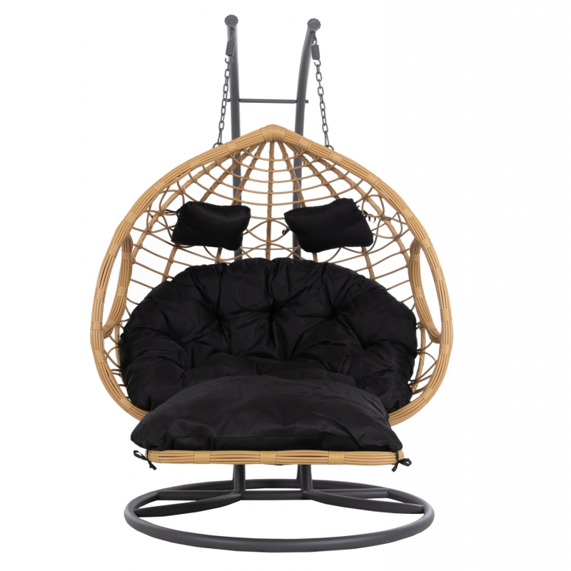 ΔΙΠΛΗ ΚΡΕΜΑΣΤΗ ΦΩΛΙΑ ME ΥΠΟΠΟΔΙΟ GRACIE HM5754.02 ΜΠΕΖ ΣΥΝΘ.RATTAN-ΓΚΡΙ ΜΕΤΑΛ.ΣΚΕΛΕΤΟΣ Φ120x200Υεκ