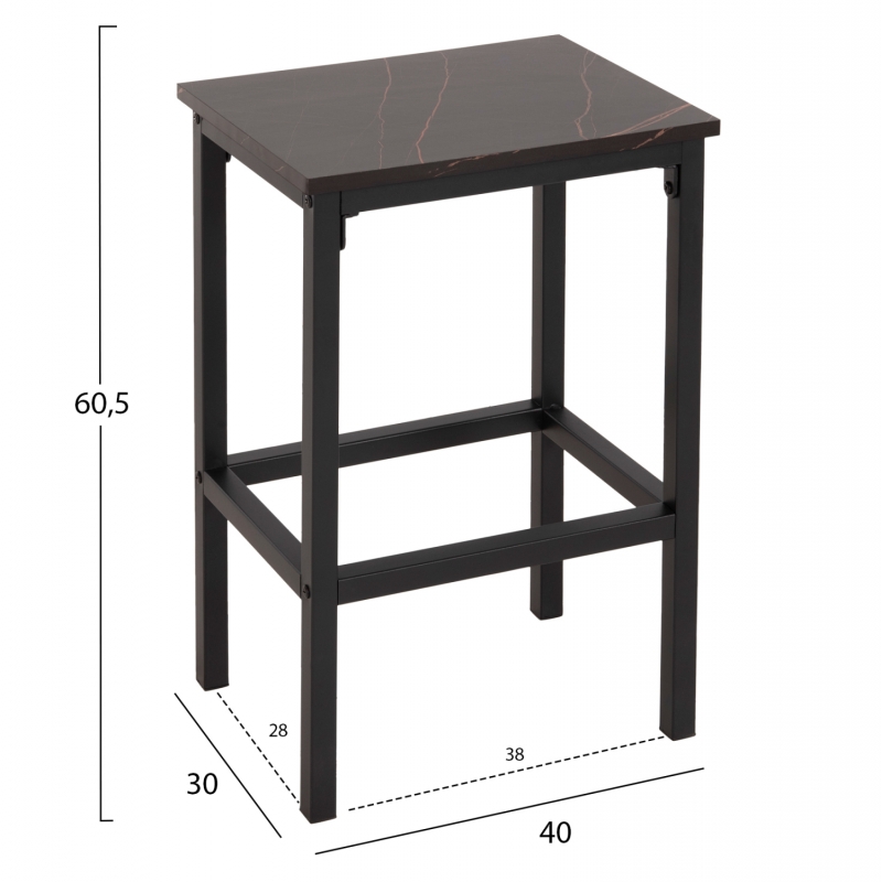 ΣΕΤ ΤΡΑΠΕΖΑΡΙΑ ΜΠΑΡ 5ΤΜΧ BOXY HM9882.13 ΜΑΥΡΟ ΜΕΤΑΛΛΟ-ΜΕΛΑΜΙΝΗ ΜΑΥΡΟ ΜΑΡΜΑΡΟ
