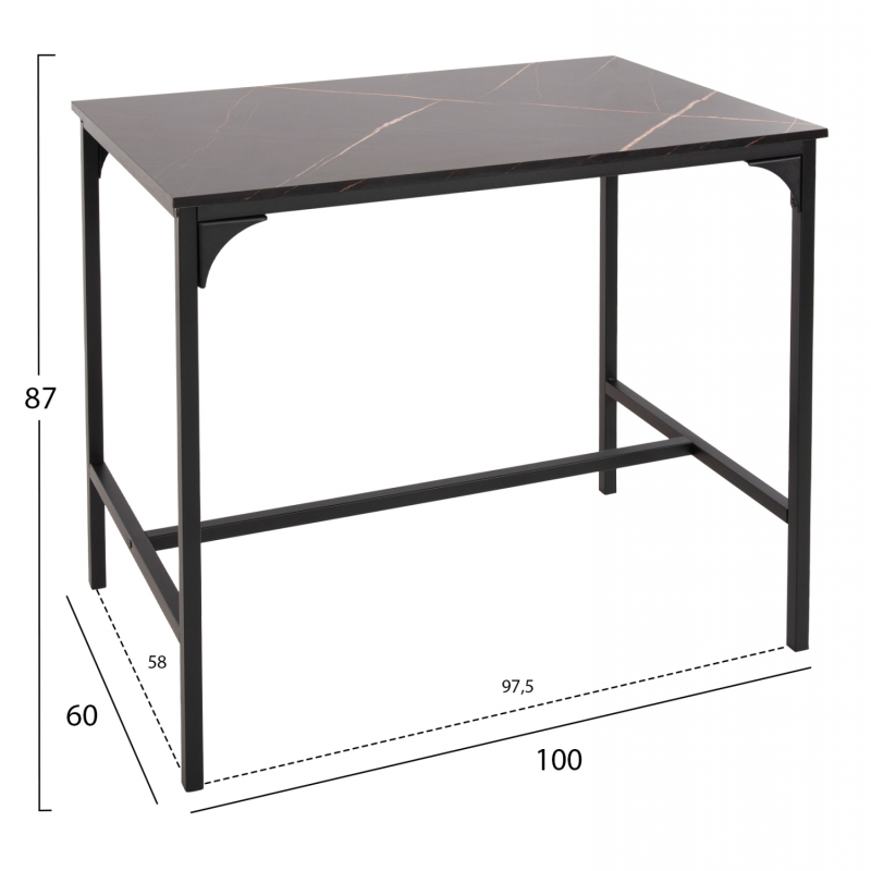 ΣΕΤ ΤΡΑΠΕΖΑΡΙΑ ΜΠΑΡ 5ΤΜΧ BOXY HM9882.13 ΜΑΥΡΟ ΜΕΤΑΛΛΟ-ΜΕΛΑΜΙΝΗ ΜΑΥΡΟ ΜΑΡΜΑΡΟ
