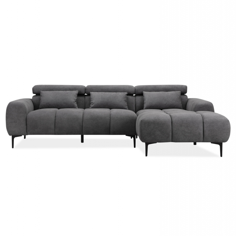 ΚΑΝΑΠΕΣ ΔΕΞΙΑ ΓΩΝΙΑ DIVYA HM3267.02R ΣΥΝΘ.SUEDE ΓΚΡΙ 264x175x99Υεκ.